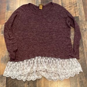 Wrangler long sleeve with lace bottom size small